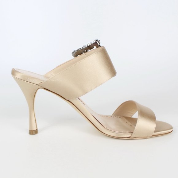 NEW MANOLO BLAHNIK Verda 90 Satin Heels – Jewel Buckle Wedding Sandals - Picture 7 of 16